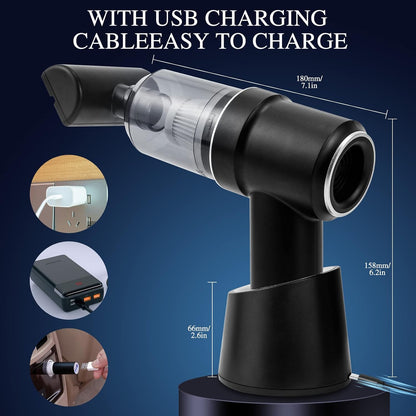 2 in 1 Portable Mini Car Vacuum Cleaner with Blower Rechargeable Wireless Handheld Vaccine Cleaner Vaccum for Home and Car & Air Blower for Cleaning Dust, Wet and Dry Use