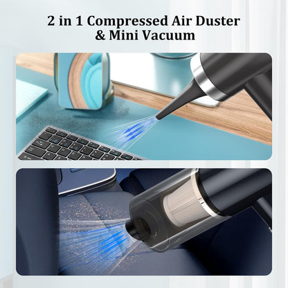 2 in 1 Portable Mini Car Vacuum Cleaner with Blower Rechargeable Wireless Handheld Vaccine Cleaner Vaccum for Home and Car & Air Blower for Cleaning Dust, Wet and Dry Use